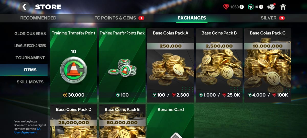 Panduan Transfer Latihan (Training Transfer) di EA Sports FC Mobile 26