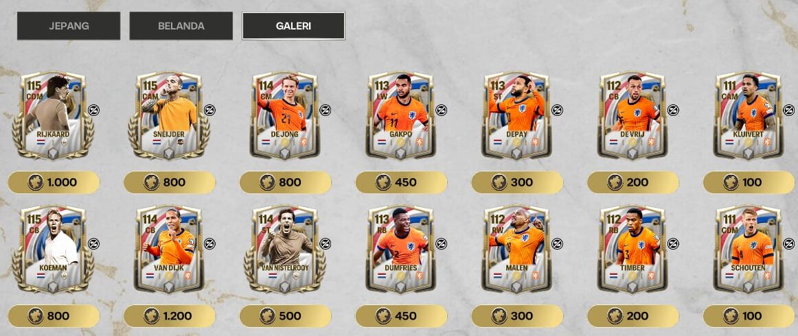 Jawaban Momen Oranje Event A Nation’s Story: Netherlands FC Mobile