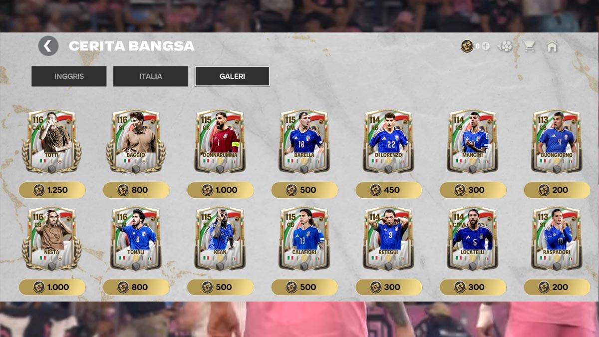 Panduan A Nation’s Story: Italy di FC Mobile